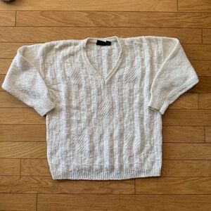Vintage Cream Textured Knit Sweater Lizsport Size L